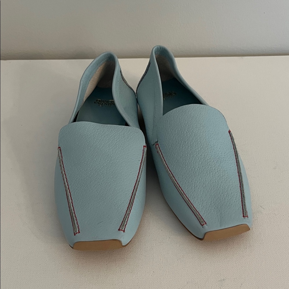 Frances Valentine Elyce Light Loafers with Crimson Accents